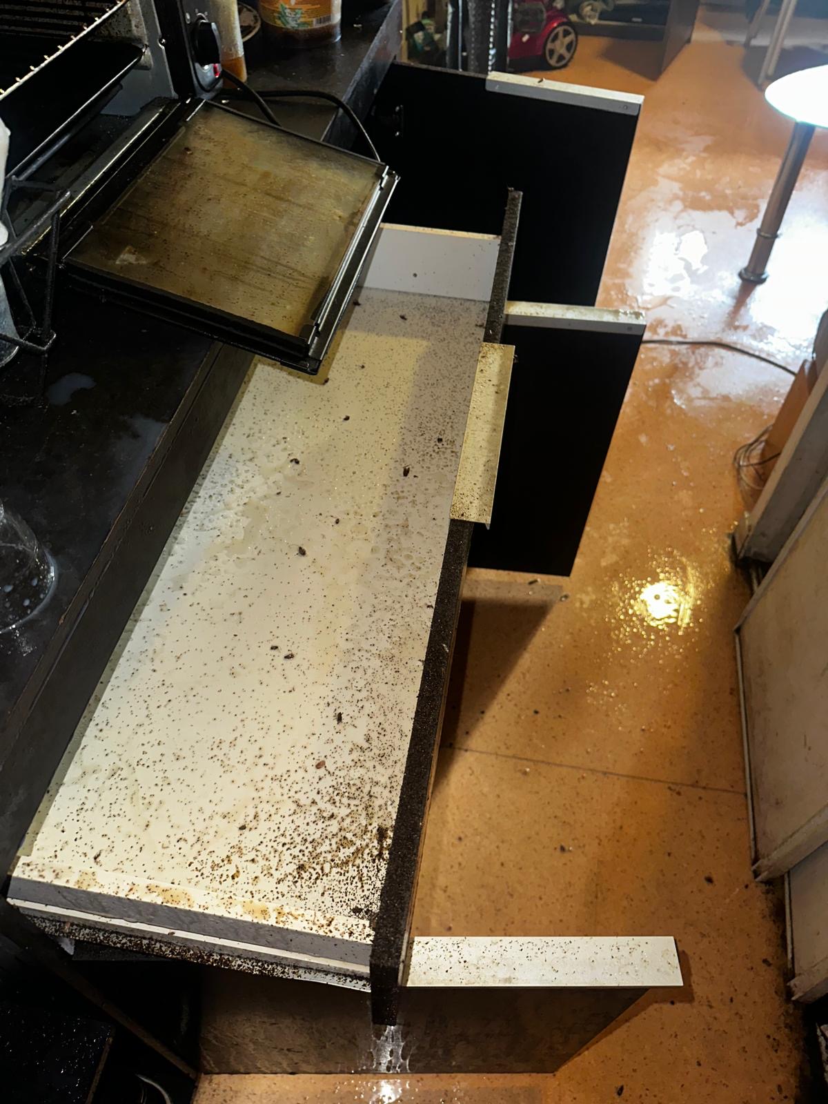 Cuisine infestée de cafards avant intervention